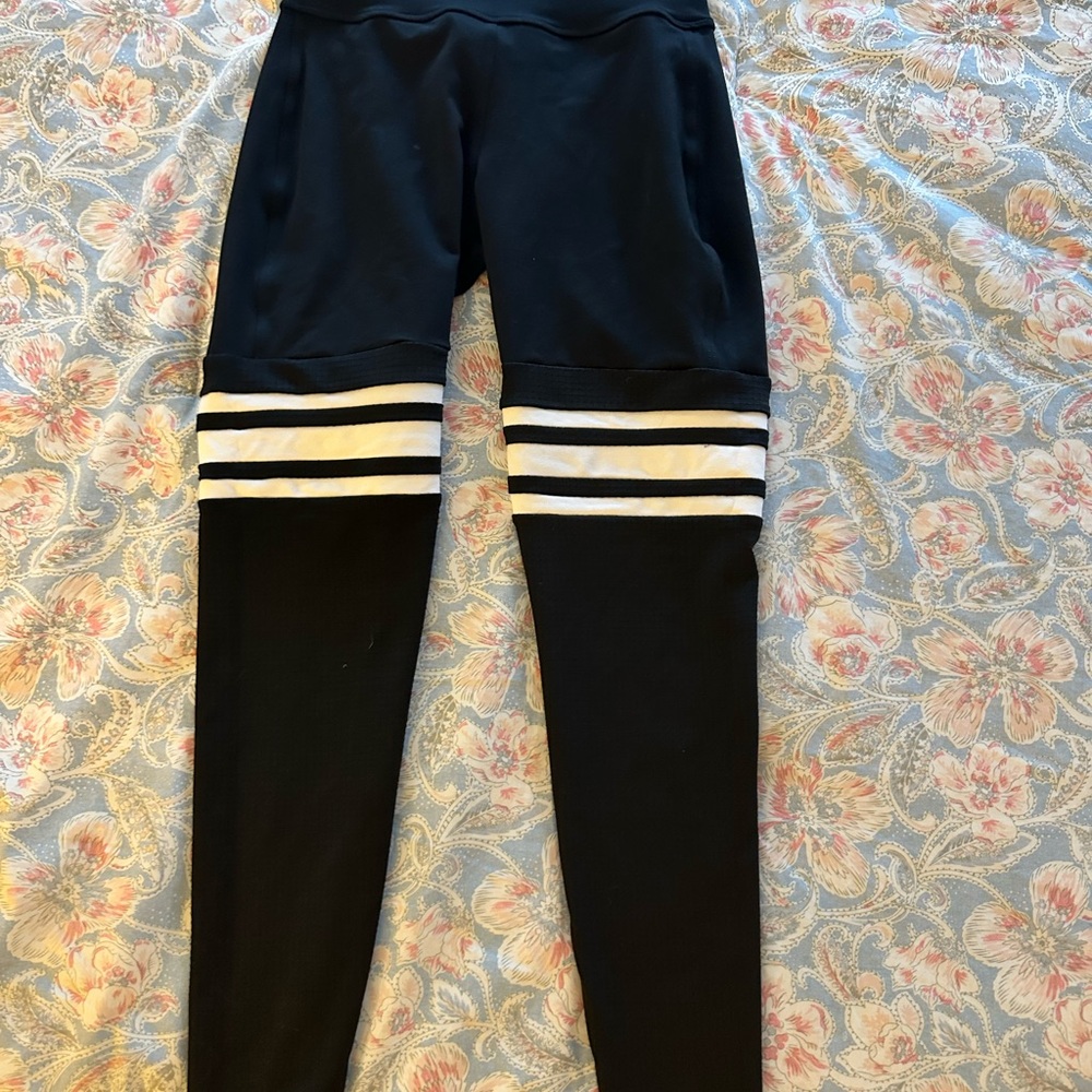 Bombshell Sportswear Black Leggings with White Stripe Detail